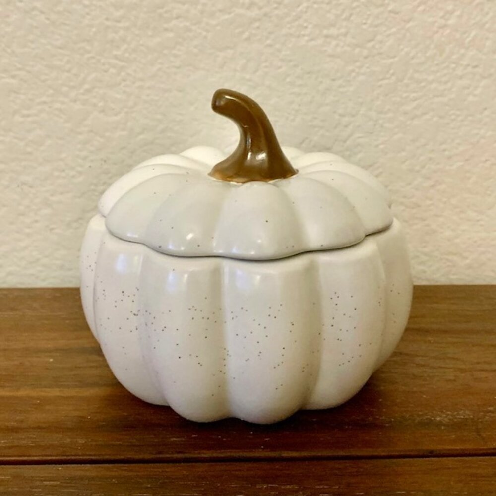 NWOT Linden Street 5" White Pumpkin Bowl with Lid